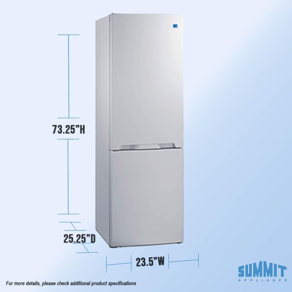 Summit 24" Bottom Freezer Refrigerator, Counter Depth Refrigerator- Freezer, Energy Star, White - FFBF121WLHD (Left Hand Door)