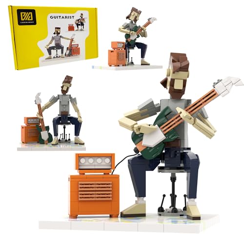 LUXEBLOCKS Kunststein & Musik-Gitarren Bausatz - 323-teiliges Gitarren Modellbausatz mit Steindekor, Bauen Sie Ihr eigenes Gitarren-Deskspielzeug für Erwachsene - Musiker Steineset, Vintage-Bausteine