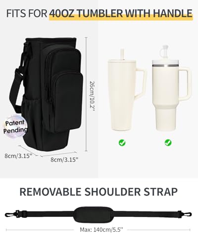 sportsnew Water Bottle Carrier Bag with Phone Pocket for Stanley Brumate era 40oz Accessories Insulated Water Bottle Holder Pouch with Strap Stanley Cup Sling Bag with Straw Cover for Crossbody — view 2