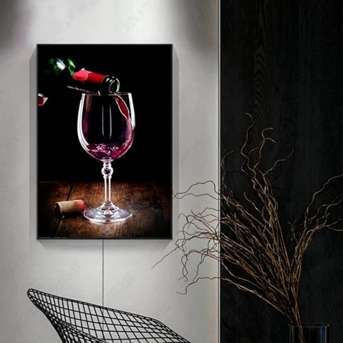 Art mural moderne vin rouge toile 40x60 pour cuisine et salon
