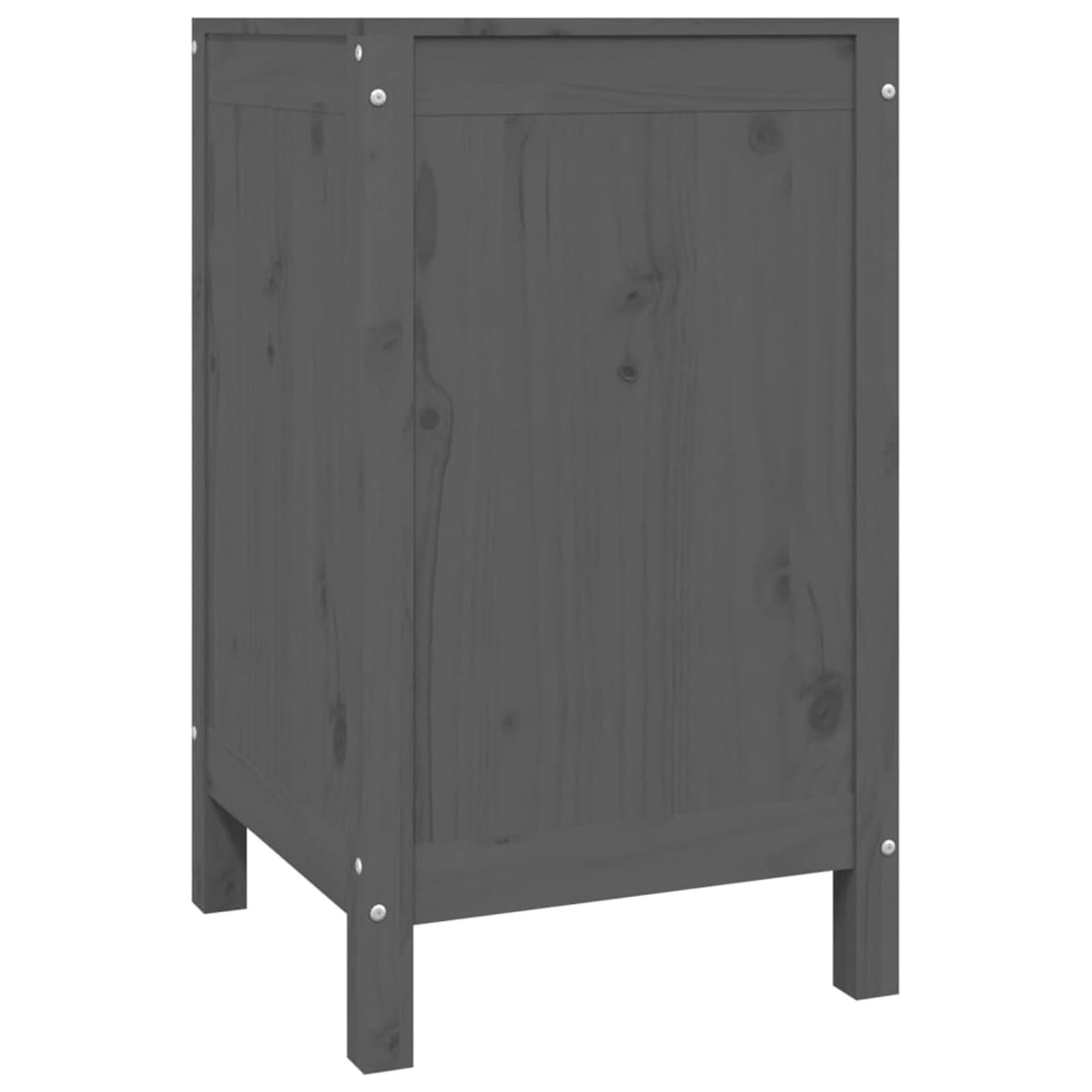 Tidyard Contenitore per Bucato,Contenitore Box,Baule Multiuso,Cassapanca Contenitore in Legno,Baule Contenitore da Interno,Baule in Legno, Grigio 44x44x76 cm Legno Massello Pino