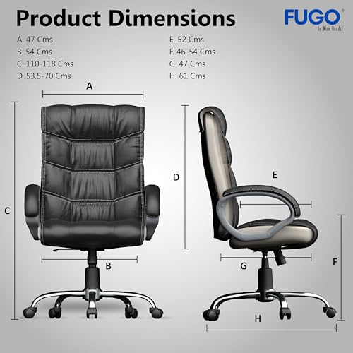 Image of FUGO FG10C Orthopaedic Office Chair, Adjustable Height, Tilting Mechanism, Heavy Duty Metal Base, Dual Nylon Casters, Comfortable Desk Chair for Work, 3 Years Warranty (Black and White)
