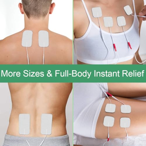 Image of Tens Unit Electrode Pads 24 Pcs 2x2 inch 2x4 inch TENS Unit Replacement Pads Reusable Latex Free Pigtail TENS Unit Pads for Multiple Pain Relief SM Electrodes Compatible with 7000,AUVON
