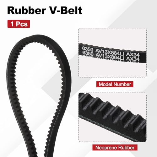 Image of AX34 Belt, Raw Edge Cogged Industrial Rubber EPDM V-Belt, Pack of 1 | 1 /2 inch(13mm) Width x 34 inch(864mm) Inside Circumference x 5 /16 inch(8mm) Height