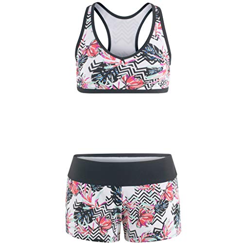Lekode Women Printing Bandage Bikini Set Push-Up Brazilian Swimwear Beachwear Swimsuit Womens Swimsuit Shorts Set White #TOP1