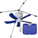 Canopy Breeze CB305 Large 31” Rechargeable Ceiling Fan for Canopies, Gazebos, Pergolas, Workshops & More. 6-Hour Run Time, Portable with Travel Case, Remote Control (Royal Bl)