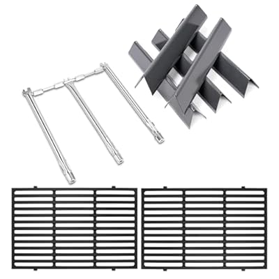 17.5 inch Grill Grate Replacement Parts 7638 and 7636 Flavorizer Bars and 69787 Grill Burner Replacement Parts for Weber Spirit I II 300 Series, Spirit E310 S310 E320 S320 E330 S330
