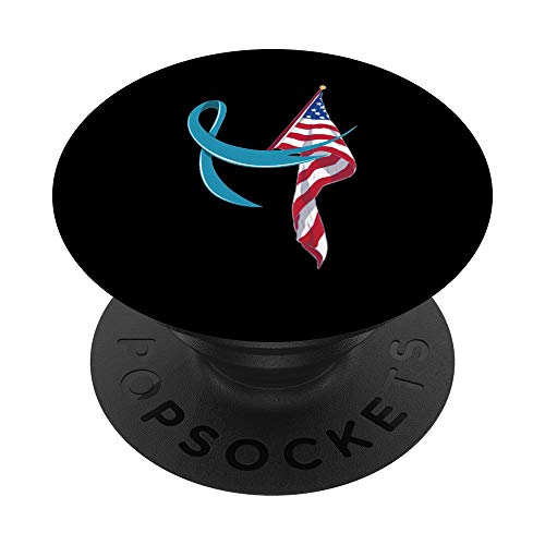 Ovarian Cancer Awarness Ribbon American Flag Gift PopSockets Agarre y Soporte para Teléfonos y Tabletas
