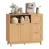 WOLTU Credenza con 3 Cassetti, 2 Ante e 1 Scomparto Aperto, Mobile da Cucina Salvaspazio i...