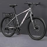 Dazzix新登場24/26/27.5インチ自転車 マウンテンバイク マウンテンバイク可変速ディスクブレーキ衝撃吸収ロード アルミ合金フレーム 油圧式ディスクブレーキ 成人男性と女性レーシング十代の学生作業オフロード自転車 適合女の子 男の子 ランキング 人気 入学 誕生日 (27.5インチ/21速,ブラック/スポークホイール)