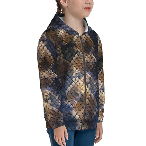 Watercolor Snake Skin Kids Pullover Hoodies Boys Zip Up Sweatshirts Girls Athletic Clothes with Pocket4