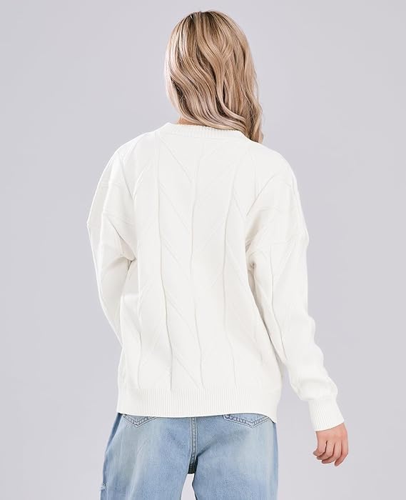 Image of utcoco Womens Open Front Cardigan Cable Knit Long Sleeve Button Down Embroidery Cardigan Sweaters