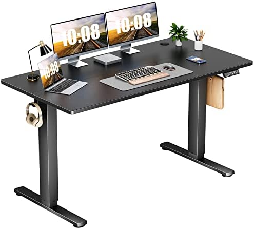 Electric Standing Desk - Height Adjustable Desk, 55 x 24 Inches Ergonomic Stand up Desk with Memory Preset, Sit Stand Computer Home Office Desk Standing Table with T-Shaped Metal Bracket, Black