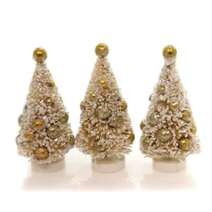 Primitives by Kathy 4 Inches Tall Bristle Mica Plastic Box Sisal Christmas Trees with Copper Gold and Silver Home Decor Primitives by Kathy 4 Inches Tall Bristle Mica Plastic Box Sisal Christmas Trees with Copper Gold and Silver Home Decor