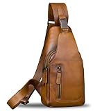 Genuine Leather Sling Bag for Men Chest Shoulder Crossbody Hiking Backpack Vintage Handmade Daypack