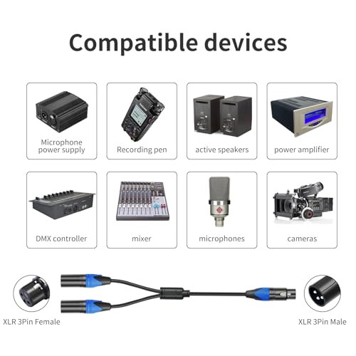 Cable XLR hembra a 2 XLR macho soluciona ruidos al duplicar señal de micrófono 3