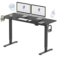 FLEXISPOT 140 x 60 cm Electric Standing Desk, Sit Stand Table Height Adjustable Desk with Backpack Hook and Memory Smart Pannel, Home Office Desk Black