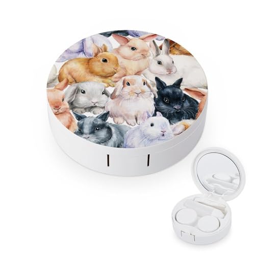 fkgvwo Contact Lens Case Cute Rabbits Contact Lens Box Travel Kit Portable for Travel & Home