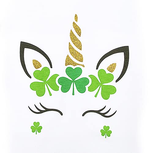LUCKYGAL Girls St Patricks Day Shirts Glitter Unicorn T-Shirt Kids Raglan Sleeve Tee Tops4