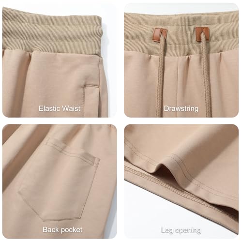 Surenow Men's Jogger Shorts Athletic Workout Shorts Drawstring Casual Lightweight Short for Men with Zipper Pockets4