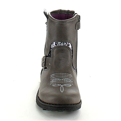 Isla-1 Girls Glitter Embroidered Side Zipper Flat Heel Ankle Bootie3