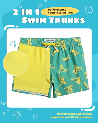 Image of maamgic Boys Swim Trunks with Compression Liner Toddler Stretch Swim Shorts