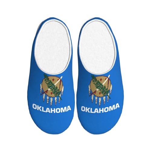 Pantoufles en peluche Oklahoma State Flag chaussures d'intérieur chaudes antidérapantes d'hiver