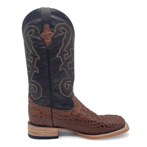 Men’s Leather Cowboy Boot Square Toe Embossed Alligator Crocodile Print2