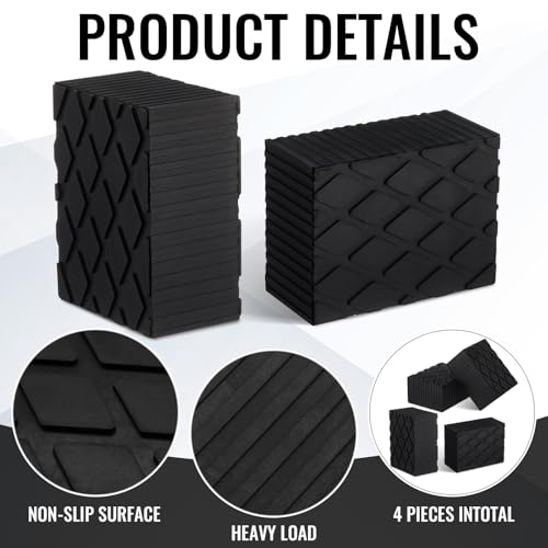 Image of Pangda 8 Pack Solid Rubber Auto Lift Pads 6-3 /8 inch x 4-3 /4 inch x 3.15 inch Anti-Skid Lift Block Spacer Pad for Automobile Car Lifts, Jacks and Racks, 4000 Lbs Capacity