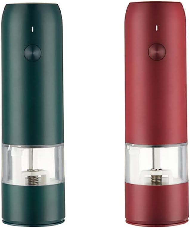 2Pcs Electric Salt Pepper Grinder Set Charge Spice Mill Grinder Adjustable Coarseness Pepper Mill Grinder Kitchen Tools(J)