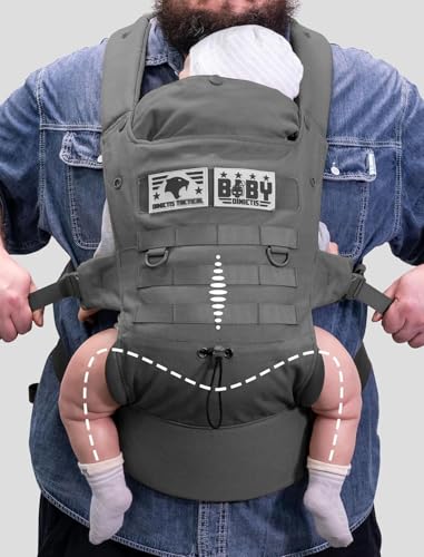 Image of Ergonomic Lumbar Support Baby Carrier for Infants to Toddlers (8-33 lbs), Cozy and Lightweight Military Baby Carrier for Plus Size Parents-Dark Grey