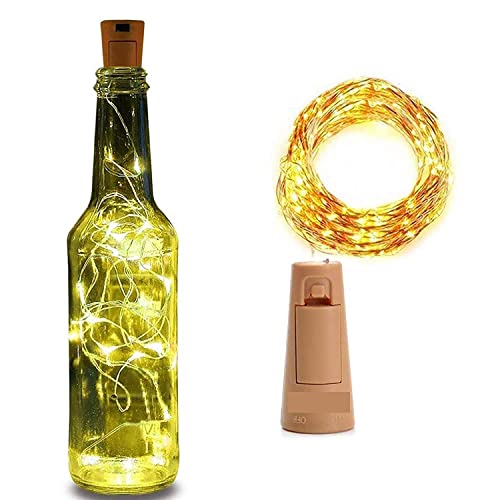 Image of Lexton Decorative Wine Bottle Cork Light | 20 LED, Battery Powered, 2 Meter Long, IP65 Protection |Copper Light Suitable for Home Decor, Outdoor Decorations, Diwali (Pack of 12, Warm White)