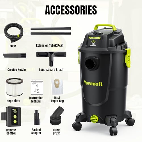Image of 8 Gallon Dust Extractor Shop Vacuum with Remote Control | CVL30-RC, Remote Control, 5.5 Peak HP, HEPA Filter, Dust Bag, Wet Dry Vacuum Cleaner, Woodworking, Garage & Workshop