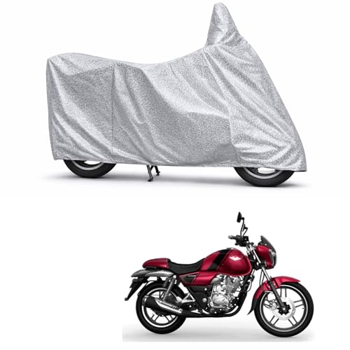 Image of 100% Waterproof Two Wheeler Body Cover Multi Layered Fabric Designed for Bajaj V12 | Belt Buckle Lock | Silver Mag