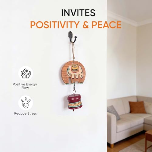 Image of Aakriti Art Creations Elephant Parade Wind Chime | Handmade Modern Art Wooden & Metal Wind Chime | Outdoor & Indoor Decorative Wind Chimes for Balcony, Garden, Living Room & Gifting