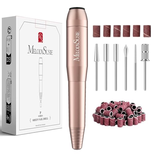 MelodySusie PC120I Nail Drill 20000RPM E File for Beginners Compact Electric Nail Files Portable Nail Drill Machine Manicure Pedicure Set for Acrylics Nails and Gel Nails (Gold)