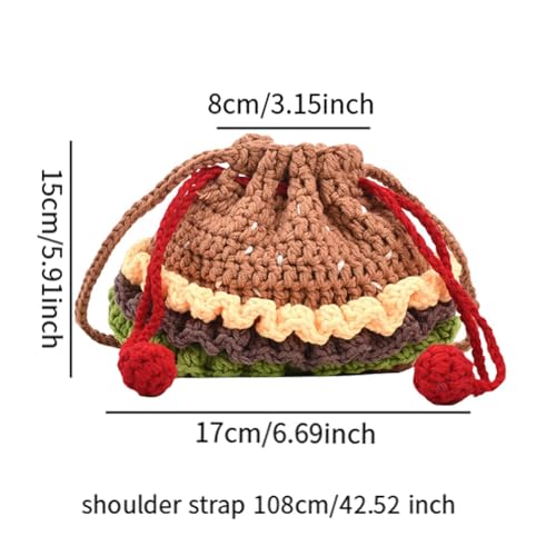 Crocheted Bag Handcrafted for Women Cute Hamburger Hand Crocheted Knitted4