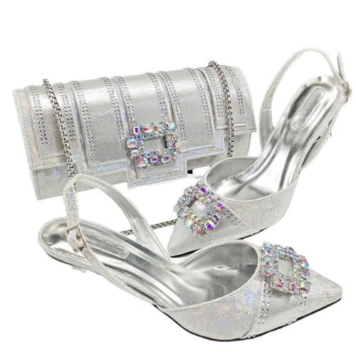 Chaussures de mariage nigérianes et sac assorti à bout pointu pour femme