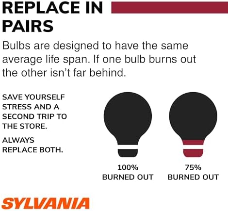 SYLVANIA - 7443 Long Life Miniature - Bulb, Ideal for Daytime Running Lights (DRL) and Back-Up/Reverse Lights (Contains 2 Bulbs) - 1