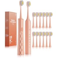 2-Pack Aneebart USB Rechargeable Electric Toothbrush w/ 12-Head (Orange+orange)