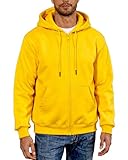 TUVEKE Yellow Men Zip Up Hoodie Athletic Hoodies Long Sleeve Fleece Hooded Sweatshirts Lightweigt With Pockets M