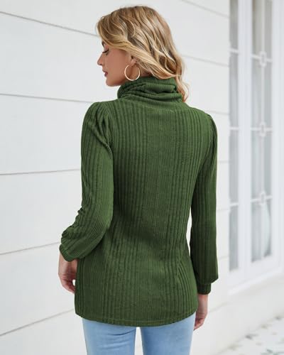 Bulotus Women's Turtleneck Tunic Sweaters Long Sleeve Ribbed Knit Comfy Loose Casual Fall Sweater
