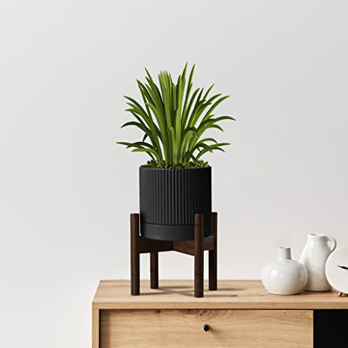 Carrward Ceramic Planter Pots Indoor With Drainage Hole & Saucer,Including Stand,6.3 Inch Mid-Century Modern Cylinder Plant Pot For Snake Flower Leaf #TOP3