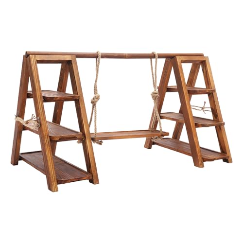 SUONTY Alzata a 3 Piani in Legno, Alzata in Legno con Piatti da Servizio su 3 Livelli, Alzata Rettangolare per Raclette, Vassoio Rettangolare a Strati in Legno per Picnic