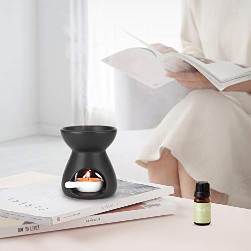 Comsaf Essential Oil Burner Wax Melt Burners Set Of 2, Aromatherapy Aroma Burner Ceramic Oil Diffuser Candle Tealight Holder Home Bedroom Decor Christmas Housewarming Gift, Black #TOP1