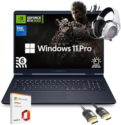 Dell Alienware 16 Aurora Gaming Laptop AC16250, 16" WQXGA Display, NVIDIA GeForce RTX 5050, Intel Core 7-240H, 16GB RAM, 1TB SSD, Backlit Keyboard, with Mytrix Assy Office Lifetime, Wins 11 Pro - Thumbnail 5