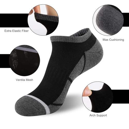 COOVAN 12 Pack Mens Ankle Socks Cushioned Running Sport Socks Breathable Anti-Blister Low Cut Athletic Socks2