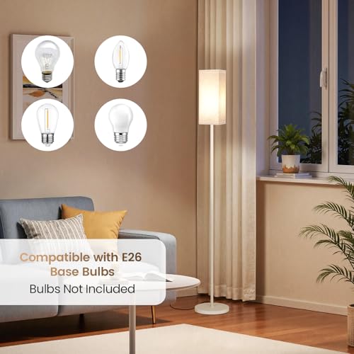 Image of Floor Lamp, Pole Lamp with Foot Switch, Modern Standing Lamp Shade, Minimalist Freestanding Lamp (Bulb Not Included), for Living Room, Bedroom Office ETL Listed, White and Beige WE07LD05
