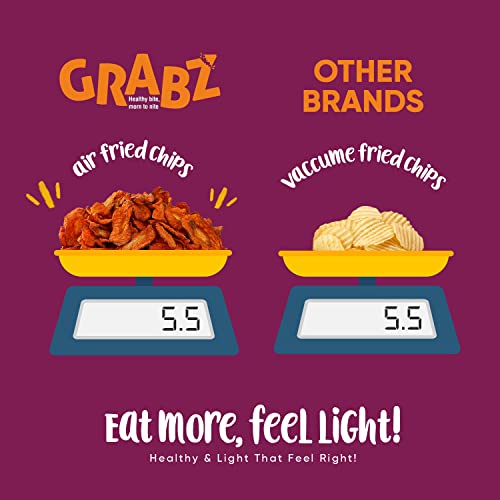Image of GRABZ Crunchy Carrot Chips | Solar-Dried, Air-Cooked | Vitamin-Rich, Low Fat Healthy Snack - 20g Each (Pack of 3)
