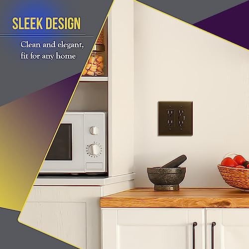 Image of ENERLITES 2-Gang Brown Oversize Decorator Switch Outlet Wall Plate Cover